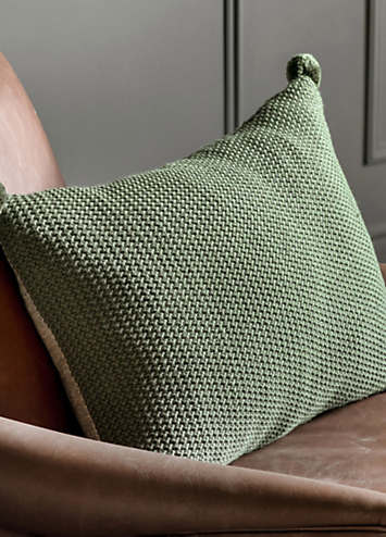 Chic Living Moss Stitched Pom Pom 40 x 60cm Filled Cushion Grattan