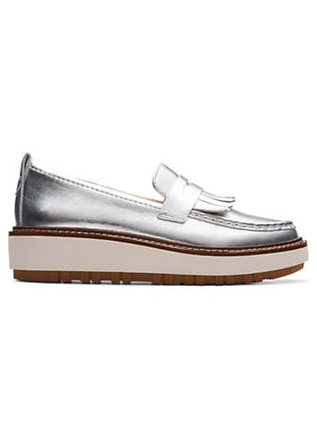 Clarks Silver Metallic Orianna W Loafer Shoes | Grattan display picture 3