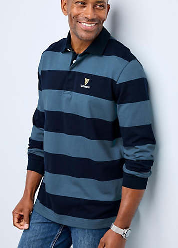 Cotton Traders Guinness™ Long Sleeve Hooped Rugby Shirt | Grattan