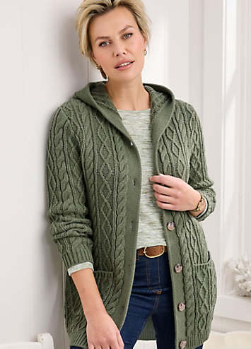 Cotton Traders Longline Hooded Cardigan Grattan