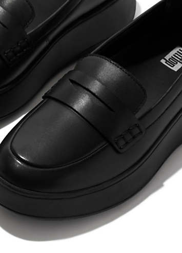 FitFlop F-mode Leather Flatform Penny Loafers | Grattan