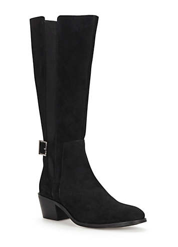 Freemans Wide Fitting Elastic Panel Suede Knee High Boots Grattan