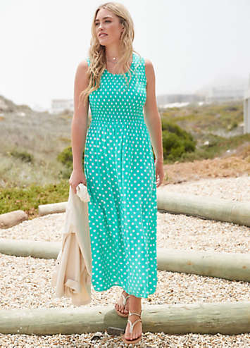 Green spot maxi outlet dress