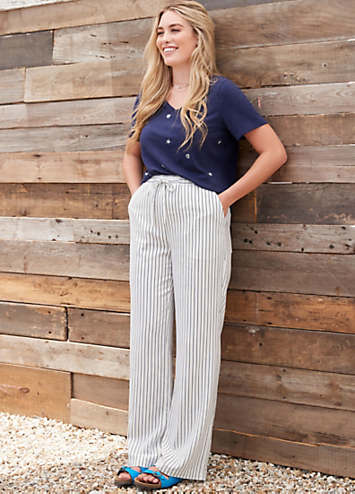 Linen 2024 pants striped