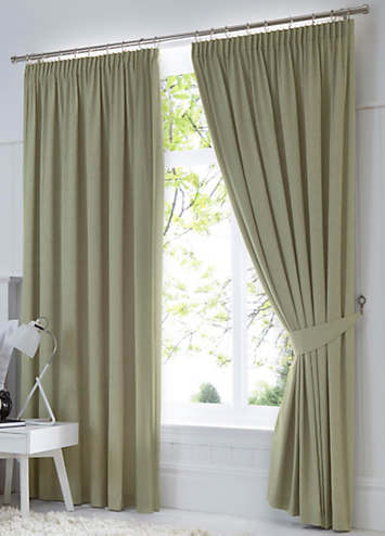 Fusion Dijon Blackout Pair of Pencil Pleat Curtains | Grattan