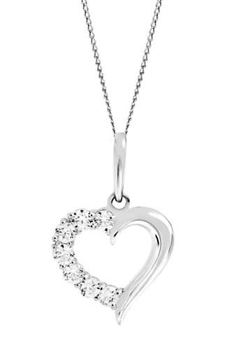 Gorgeous Gold 9ct White Gold Cubic Zirconia Half Heart Pendant Necklace |  Grattan