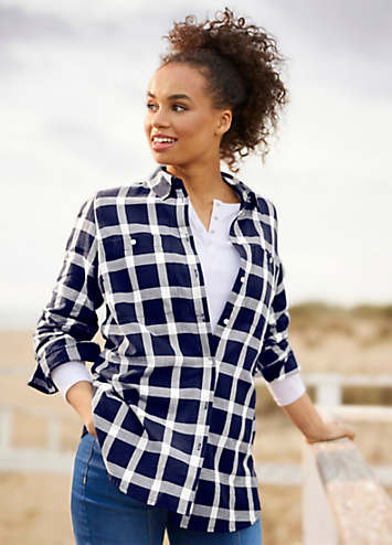 Blue white checked shirt clearance womens