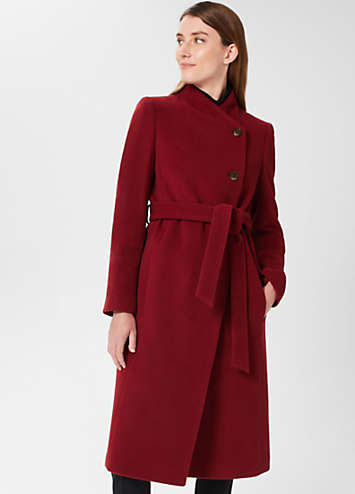 Hobbs Asher Wool & Cashmere Blend Coat Vermillion Red | Grattan