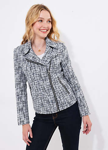 Joe Browns Asymmetric Biker Style Tweed Jacket | Grattan