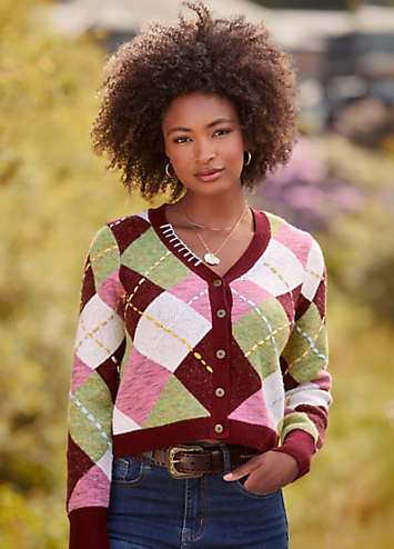 ド*ー様 【新品未開封】argue 2WAY 90s CARDIGAN / BL Joe Browns Classic Argyle Pattern Cardigan | Grattan