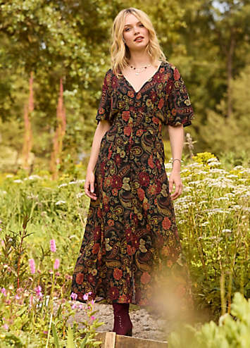 joe browns fox dress Dark Autumn Floral Wide Sleeve Button-Through Maxi uniform_type:Dress Uniform Landon Mini Dress | Sleeve:33 rsquoll love the ruffle