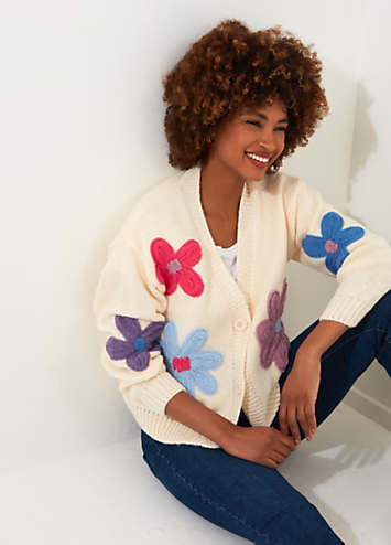 Joe Browns Oversized Colourful Chunky Floral Applique Long Sleeve