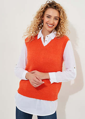 Joe Browns Slouchy Retro Knitted V-Neck Jumper Vest | Grattan