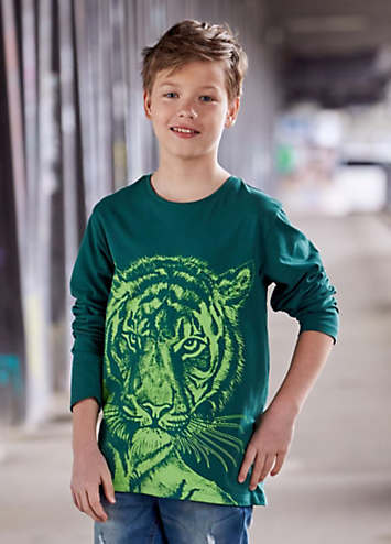Kidsworld Neon Print Tiger Grattan Top |