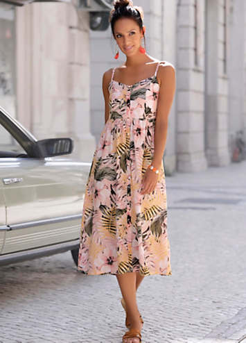 LASCANA Floral Print Spaghetti Strap Summer Dress | Grattan