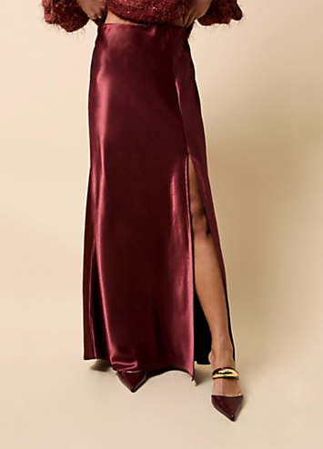 Little Mistress Marisol Cherry Satin Maxi Skirt | Grattan