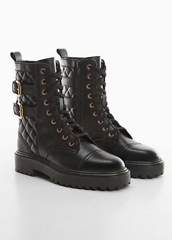 Mango Sierra Military Leather Ankle Boots | Grattan