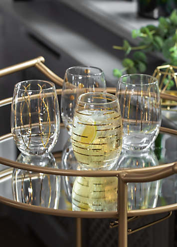 Mikasa Cheers Set of Four Metallic Gold 590ml Stemless Wine Glasses ...