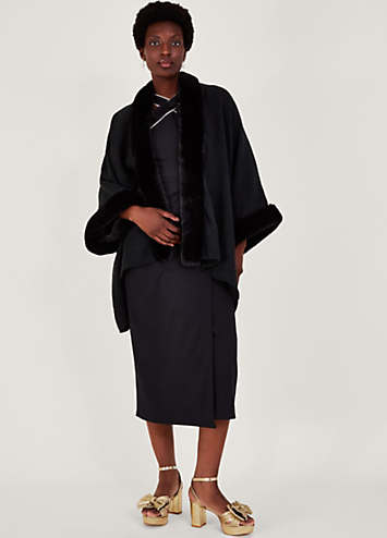 Black fur clearance wrap coat