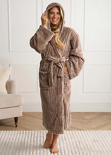 fleece ladies dressing gown Buy Joules Luna Cream & Blue Stripe Fleece Dressing Gown with Hood from Next USA