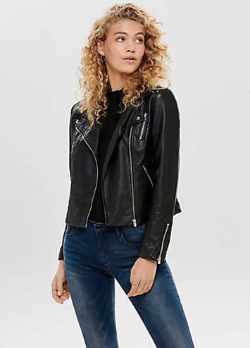 only faux leather biker jacket