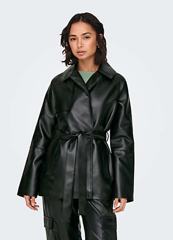 Only Sofia Faux Leather Trench Jacket | Grattan