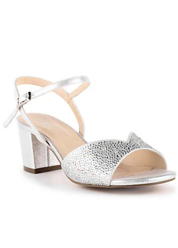 wide width silver block heels