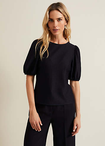 Phase Eight Adley Texture Bubble Sleeve Top | Grattan