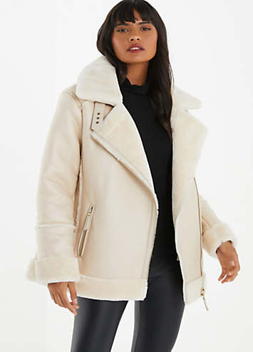 Shearling on sale jacket cream