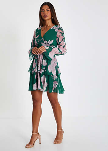 Quiz green wrap dress best sale