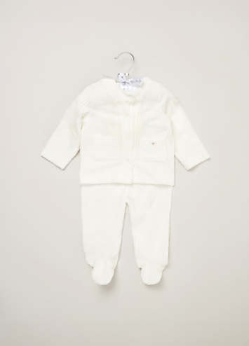 Rock a Bye Baby Baby Velour Rib Jacket & Footed Trousers Set | Grattan