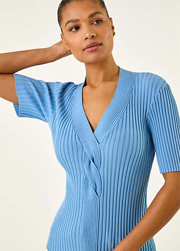トップス GroundY PAPER YARN V NECK KNIT Roman Ribbed V-Neck Cable Knit Jumper | Grattan