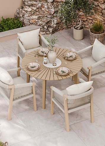 Royalcraft Roma 4 Seater Round Sunray Table with Terrazzo Insert Dining ...