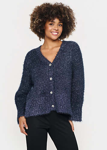Saint Tropez HalfaSZ Glitter Knit Buttons Cardigan | Grattan