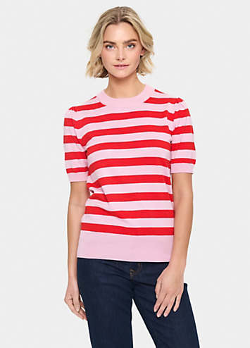 Saint Tropez Mila Short Sleeve Block Stripe Pullover | Grattan