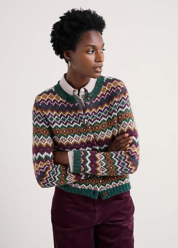 Seasalt Cornwall Multi Dawson Pick Merino-Blend Fair Isle Cardigan