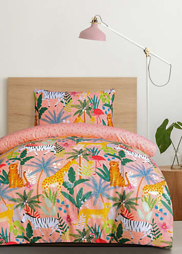 Sleepdown Kids Pink Safari Single Duvet Cover Set | Grattan