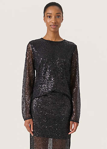 Soaked in Luxury SLAdea Sequins Long Sleeve Blouse Grattan