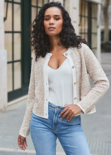 GRANCY】Damage Boucle Knit Cardigan カーキー 【公式通販】