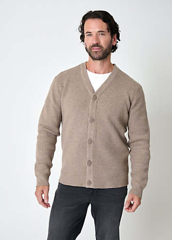 Taupe Rib Knit Button Up Cardigan main image 0