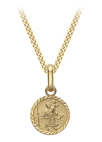 9ct gold diamond cut st christopher pendant