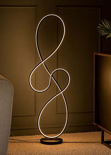 ValueLights Infinity Matt Black Integrated LED Floor Lamp | Grattan