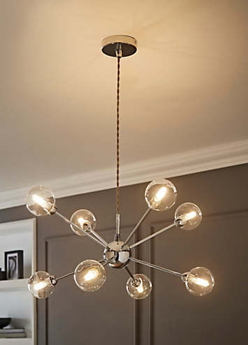 ValueLights Sputnik Chrome 8 Way Glass Globe Pendant Ceiling Light with ...