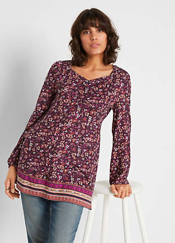 bonprix Floral Long Puff Sleeve Tunic | Grattan