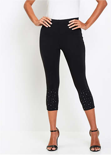 bonprix Rhinestone Hem Cropped Leggings 