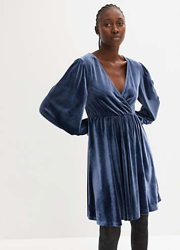 bonprix Velvet V Neck Dress Grattan