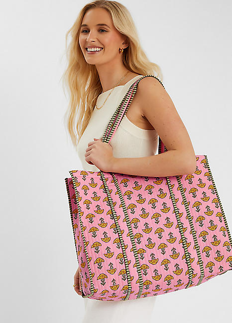 Accessorize Floral Block Print Quilted Tote Bag Grattan