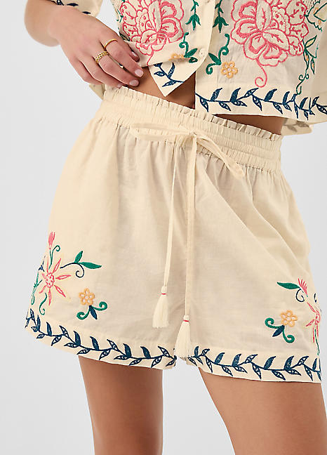 Accessorize Floral Embroidered Shorts | Grattan