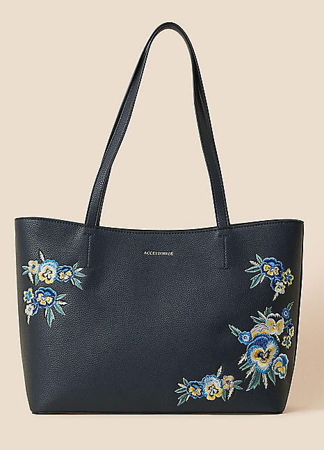 Grey floral cheap embroidered tote bag