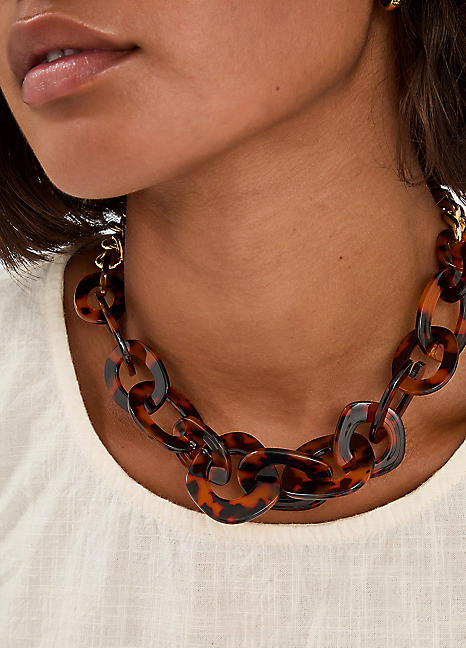 アクセサリー TORTOISE SHELL GOLD NECKLACE SQUARE accessorize-statement-tortoise